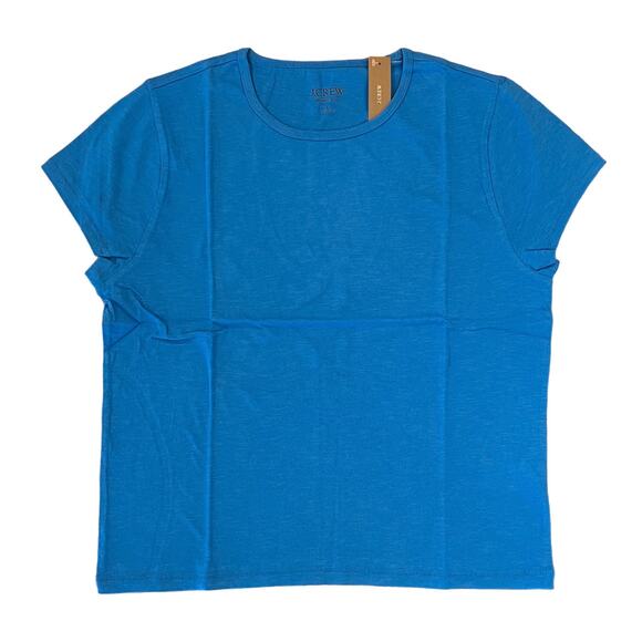 NWT J. Crew Vivid Blue Slim-Fit Organic Slub Cotton Crewneck T-Shirt - Picture 1 of 10